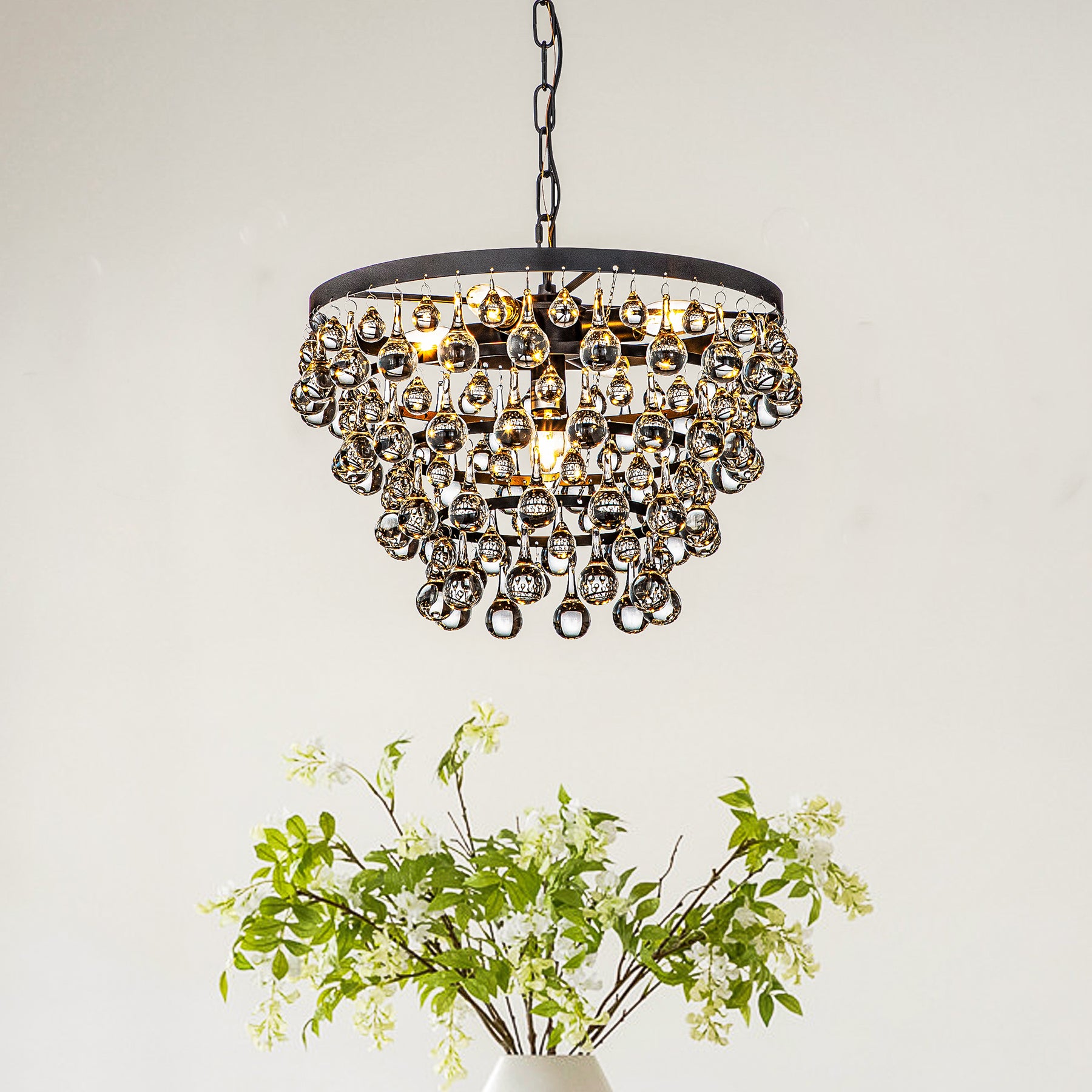 Open Box-Modern Tiered Matte Black Chandelier