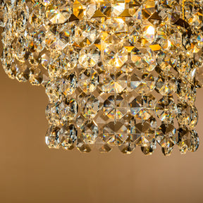 Antique Gold Cone Ceiling Light with Clear Crystal Beads
