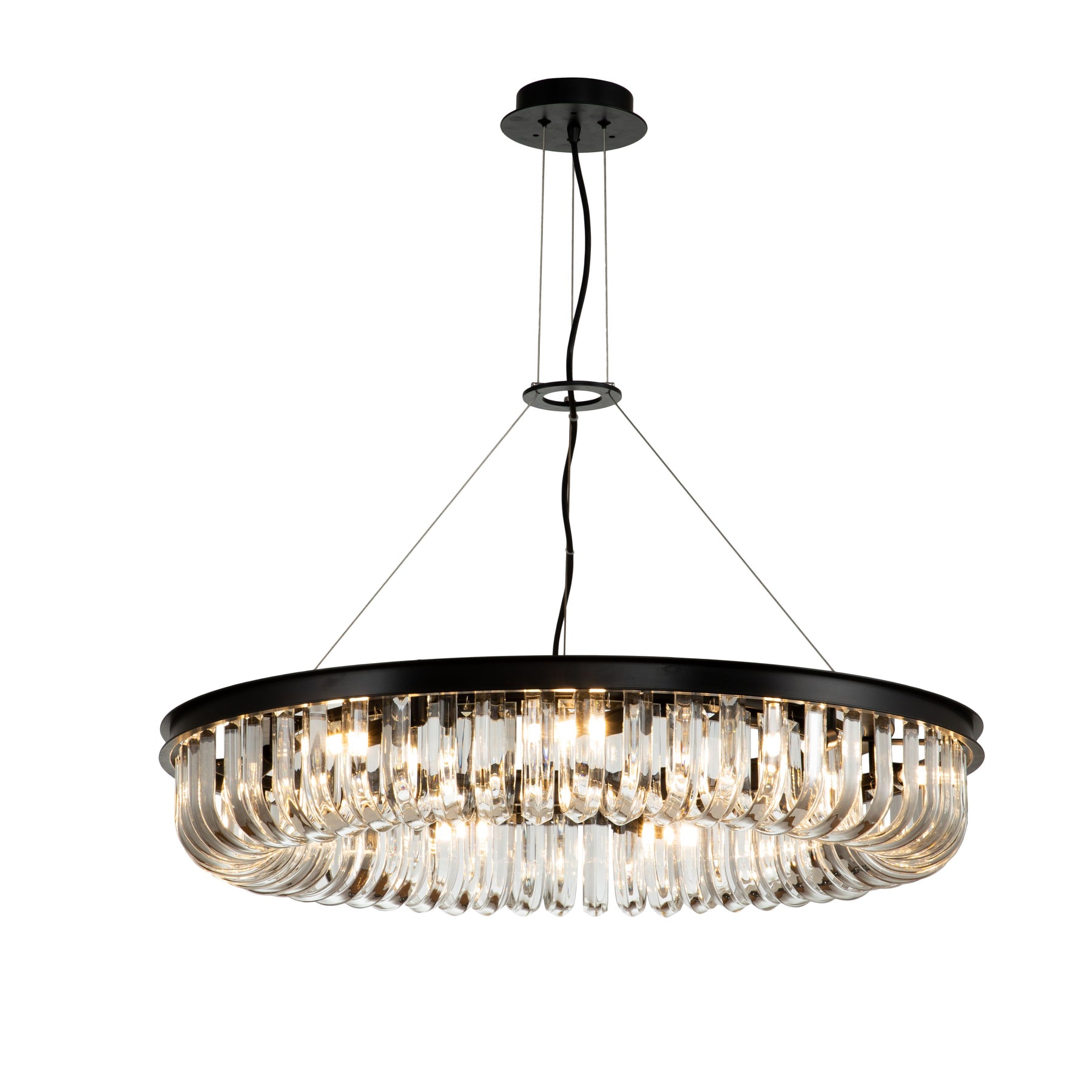 32'' Contemporary Glam U-Shaped Crystal Black Circular Chandelier