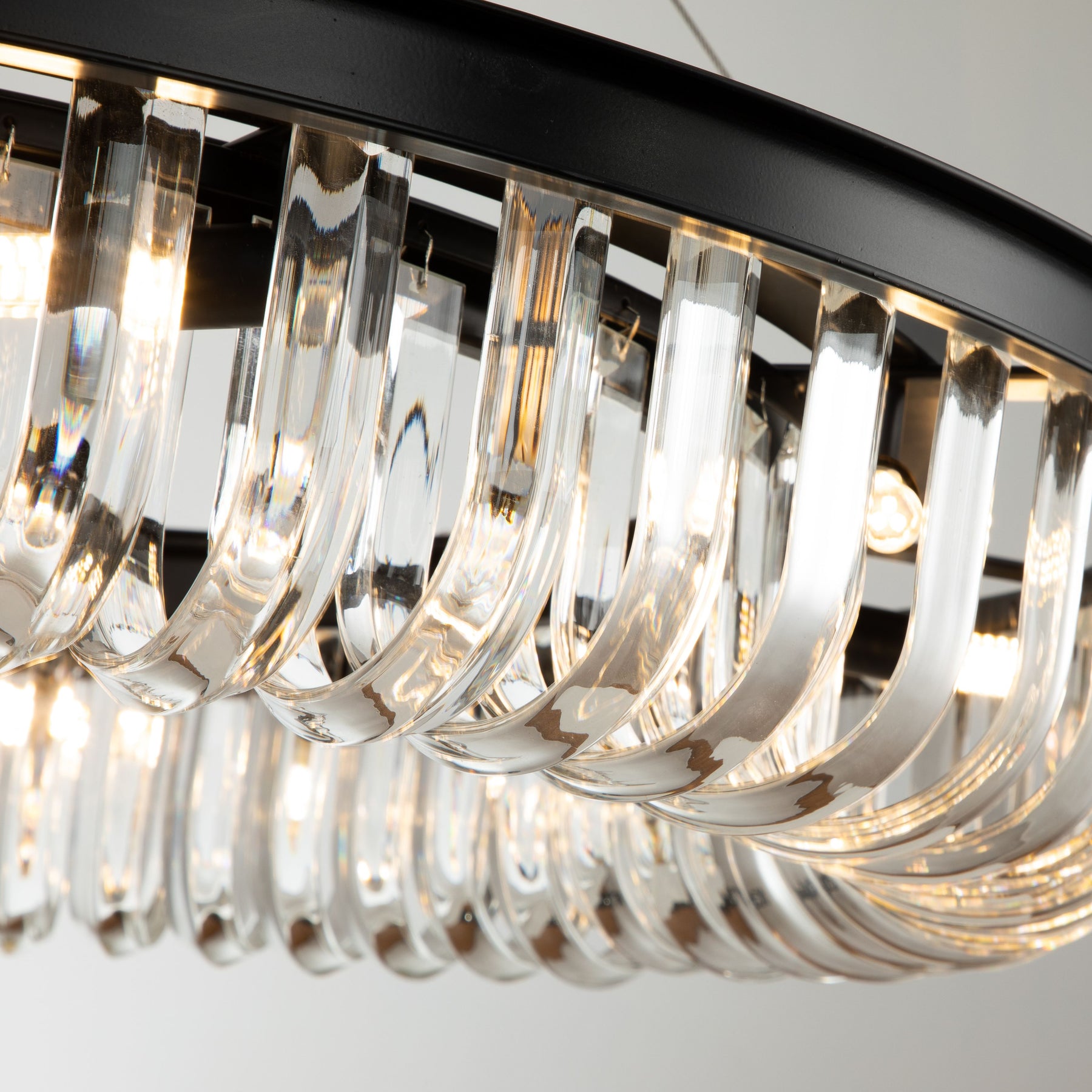 32'' Contemporary Glam U-Shaped Crystal Black Circular Chandelier