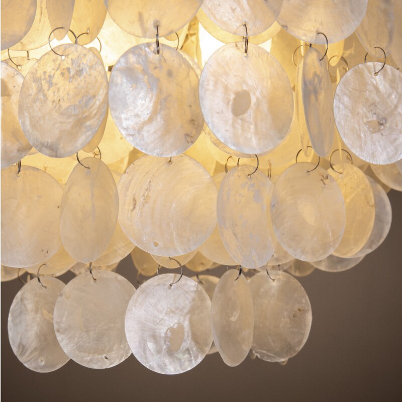 Coastal Capiz Shell Chandelier in Painted Brass