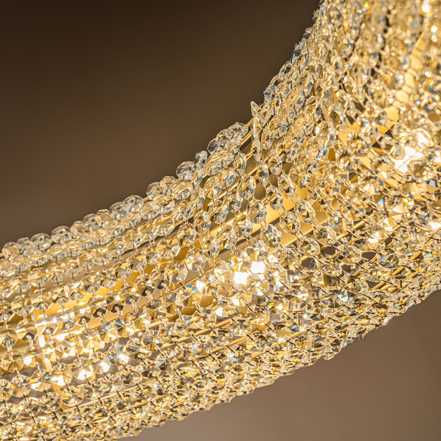 Unique Soft Gold Wagon Wheel Crystal Chandelier