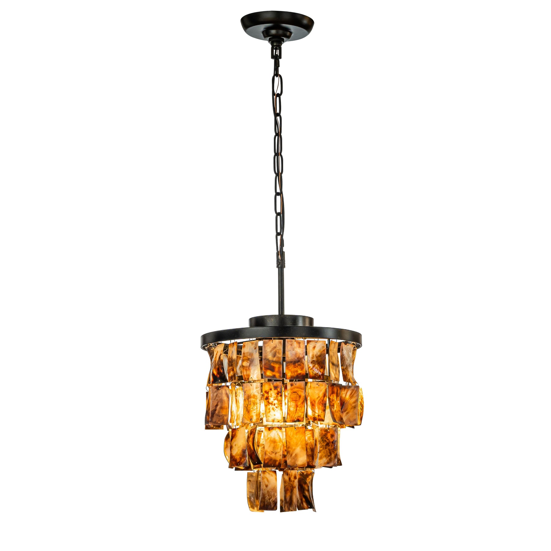 OPEN BOX-Mini Farmhouse Capiz Shell Tiered Chandelier