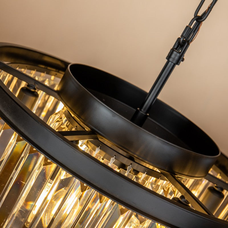 Unique Tiered Drum Chandelier in Matte Black