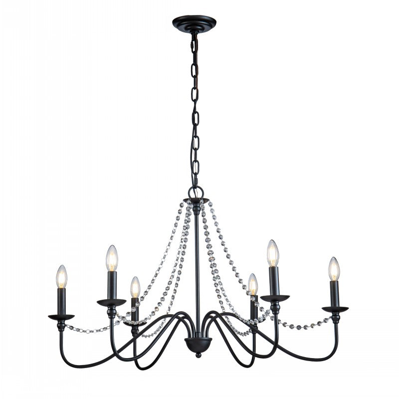 Candle Style Traditional Classic Crystal Chandelier in Matte Black