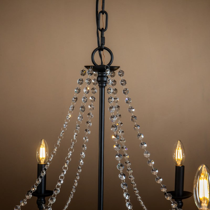 OPEN BOX-Candle Style Traditional Classic Crystal Chandelier in Matte Black