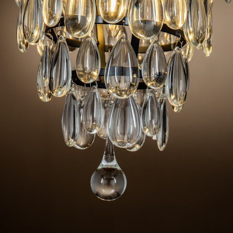 Modern Tiered Crystal Chandelier in Matte Black