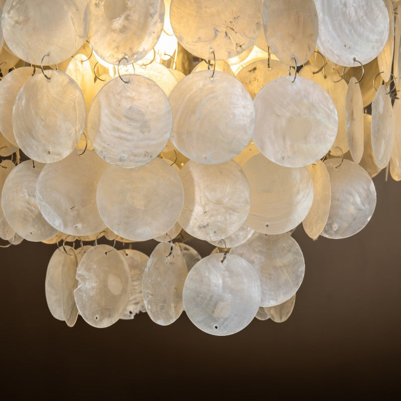 Matte Black Coastal Capiz Shell Chandelier