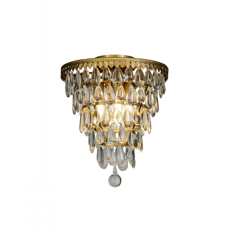 Modern Tiered Crystal Chandelier in Antique Gold