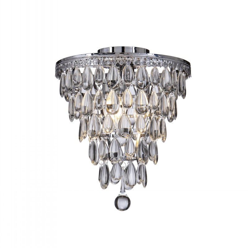OPEN BOX-Teardrop Glass Flush Mount Ceiling Light in Chrome