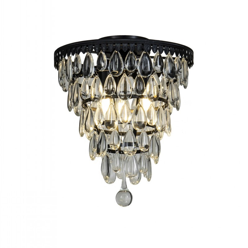 Teardrop Glass Flush Mount Ceiling Light in Matte Black