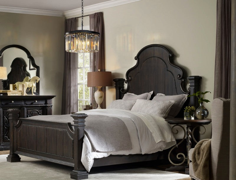 Unique Tiered Drum Chandelier in Matte Black