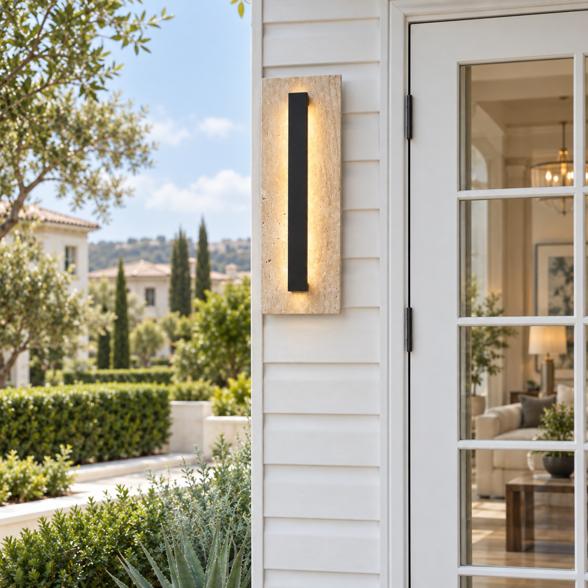 Outdoor Wall Lighting with a Warm Stone-Inspired Look | A Modern Approach to Exterior Design