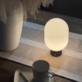 Modern Opal Glass Cordless Rechargeable Table Lamp Unique/Statement Dimmable LED Bedside Lamp For Cozy Bedroom
