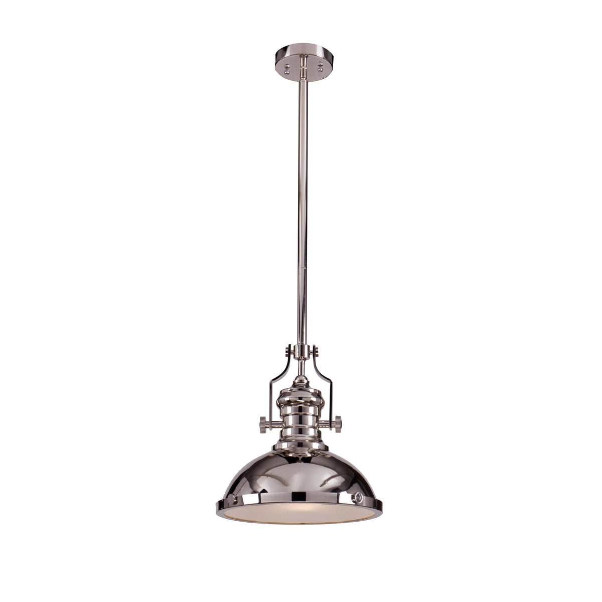 OPEN BOX-Industrial Polished Nickel Dome Pendant Light for Kitchen Island