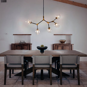 OpenBox 5-Lights Sputnik Modern Linear Chandelier With Clear Glass Shade