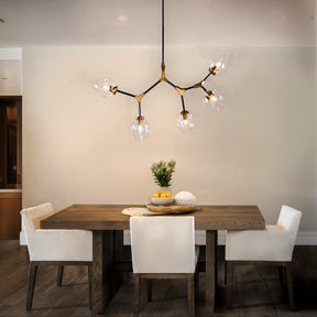 OpenBox 5-Lights Sputnik Modern Linear Chandelier With Clear Glass Shade