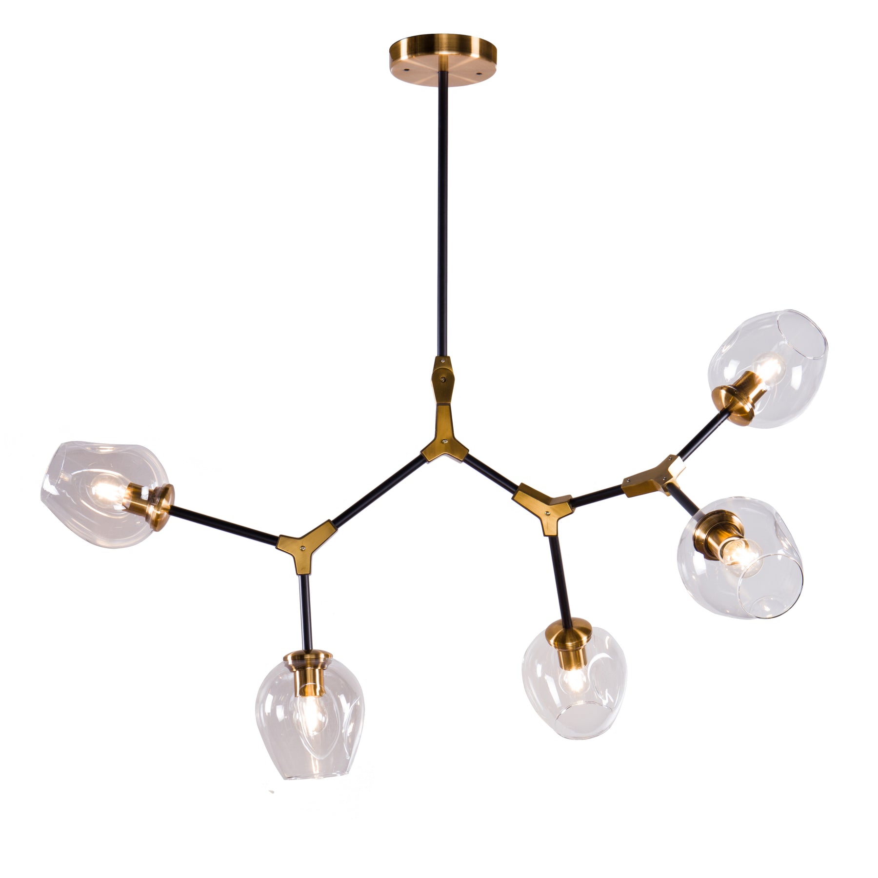 OpenBox 5-Lights Sputnik Modern Linear Chandelier With Clear Glass Shade