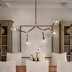 OpenBox 5-Lights Sputnik Modern Linear Chandelier With Clear Glass Shade