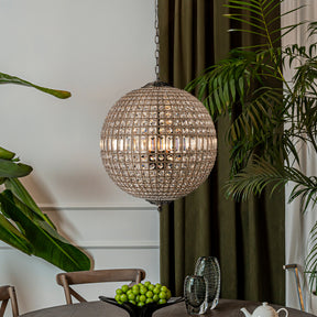5-Light 24'' French Vintage Handcrafted Crystal Globe Chandelier Antique Bronze Mid-Century Pendant Light Dimmable For Dining Room Living Room or Foyer