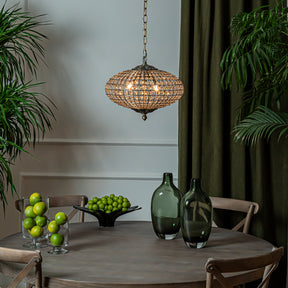 17" Wide 3-Light Retro French Handcrafted Bird Cage Crystal Chandelier in Antique Bronze With Vintage Patina Dimmable