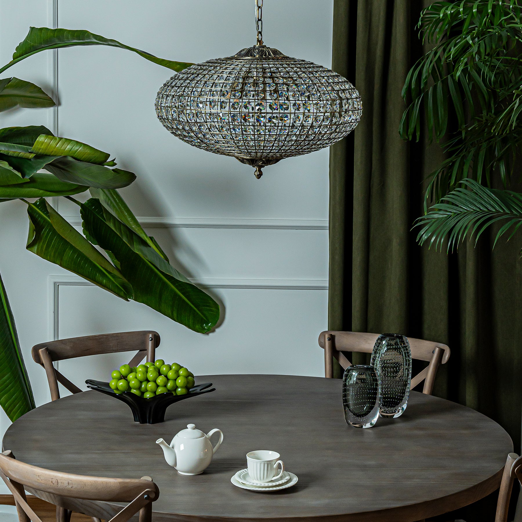 25'' Wide 6-Light Retro French Crystal Drum Chandelier in Antique Bronze With Vintage Patina Dimmable for Dining Room or Bedroom