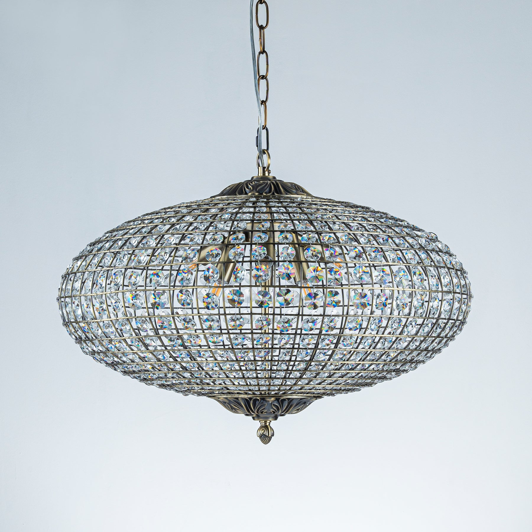 25'' Wide 6-Light Retro French Crystal Drum Chandelier in Antique Bronze With Vintage Patina Dimmable for Dining Room or Bedroom