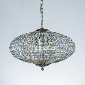 25'' Wide 6-Light Retro French Crystal Drum Chandelier in Antique Bronze With Vintage Patina Dimmable for Dining Room or Bedroom