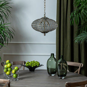 17" Wide 3-Light Retro French Handcrafted Bird Cage Crystal Chandelier in Antique Bronze With Vintage Patina Dimmable