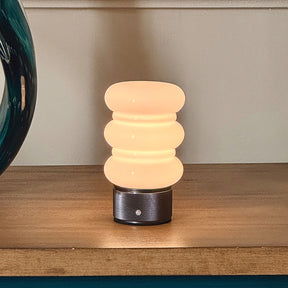 Opal Glass Cordless Rechargeable Table Lamp 3-Level Dimmable Flicker-Free LED Bedside Nightstand Lamp with Long-Lasting Battery for Bedroom