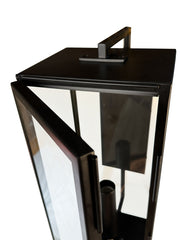 Matte Black Outdoor Wall Lantern with Clear Glass Shade