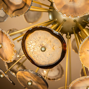 8-Light Mid-Century Agate Stone Chandelier Modern Soft Gold Sputnik Pendant Light Fixture
