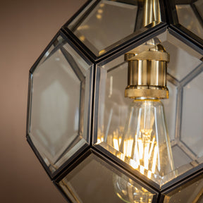 OPEN BOX- 1 Light Antique Brown Industrial Pendant Light with Geometric Glass