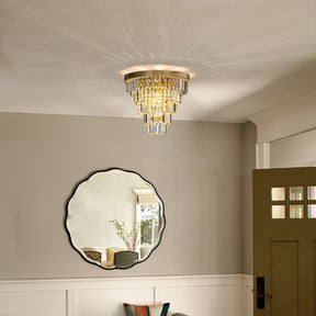 4-Light 16" Glam Tierd Flush Mount With Crystal Accents to Ceiling Light