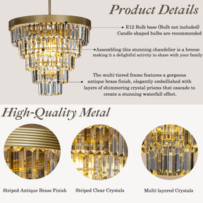 4-Light 16" Cone Shape 5-Tier Crystal Chandelier