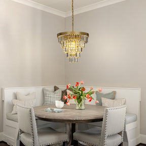 4-Light 16" Cone Shape 5-Tier Crystal Chandelier