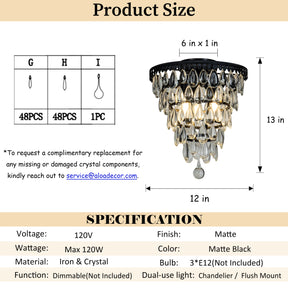 Teardrop Glass Flush Mount Ceiling Light in Matte Black