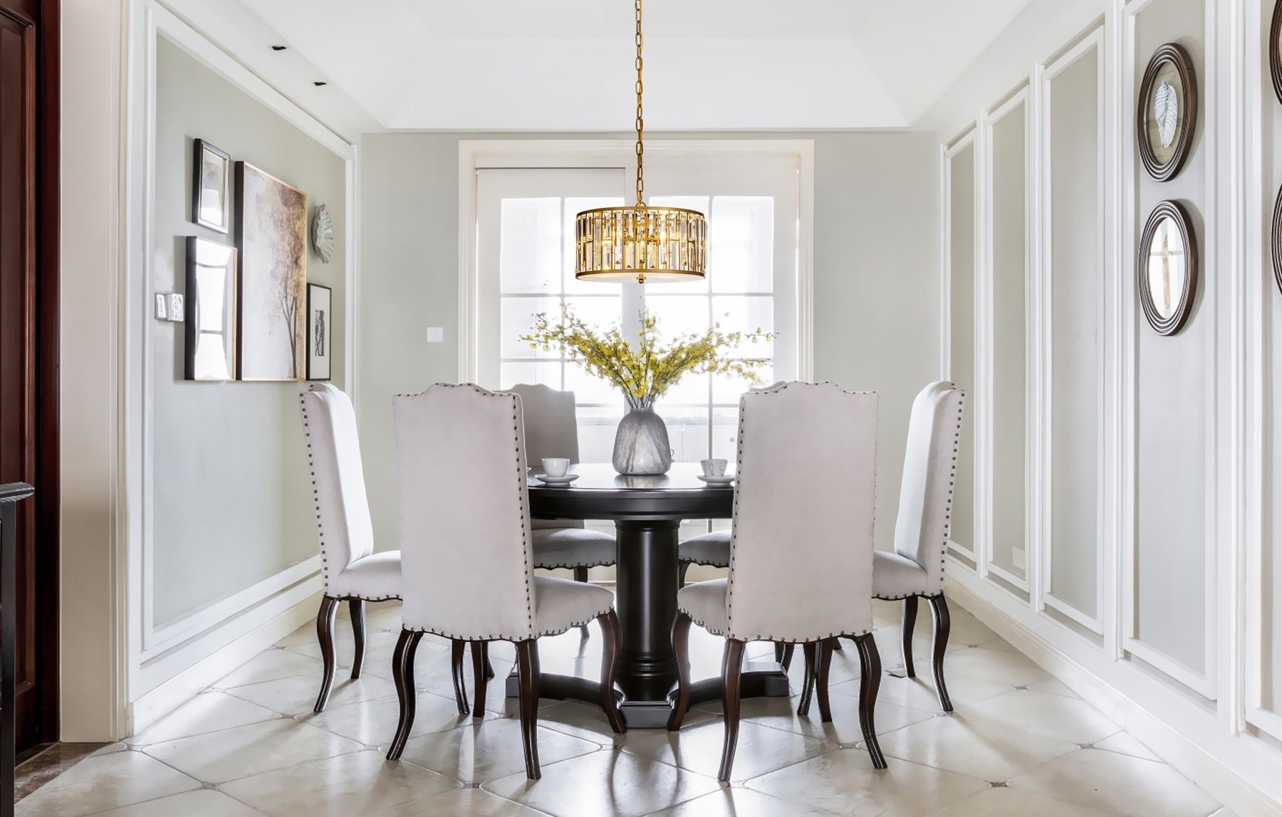 OpenBox 4 Light  Modern and Contemporary Gold Lantern Drum Chandelier With Crystal Accents
