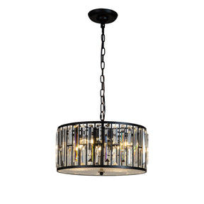 4- Light  Black Modern and Contemporary Lantern Drum Chandelier With Crystal Accents