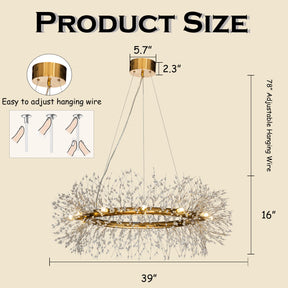 OpenBox Modern Chandelier Crystal  Firework 12 light Round Pendant Ceiling Lighting For Dining Room