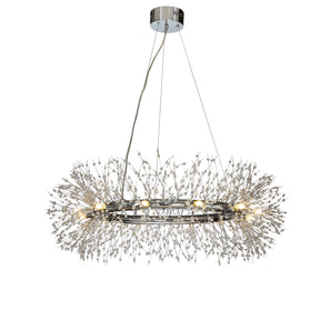 OpenBox Interior Décor Stainless Steel  Crystal Firework Chandelier  12-lights Round Pendant Ceiling Lighting in Chrome