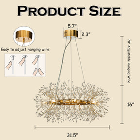 Antique Bronze Firework Crystal Chandelier- 8 Light