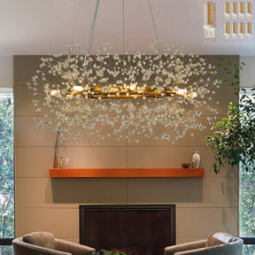 OPEN BOX- 32 in Firework Crystal Chandelier in Antique Bronze