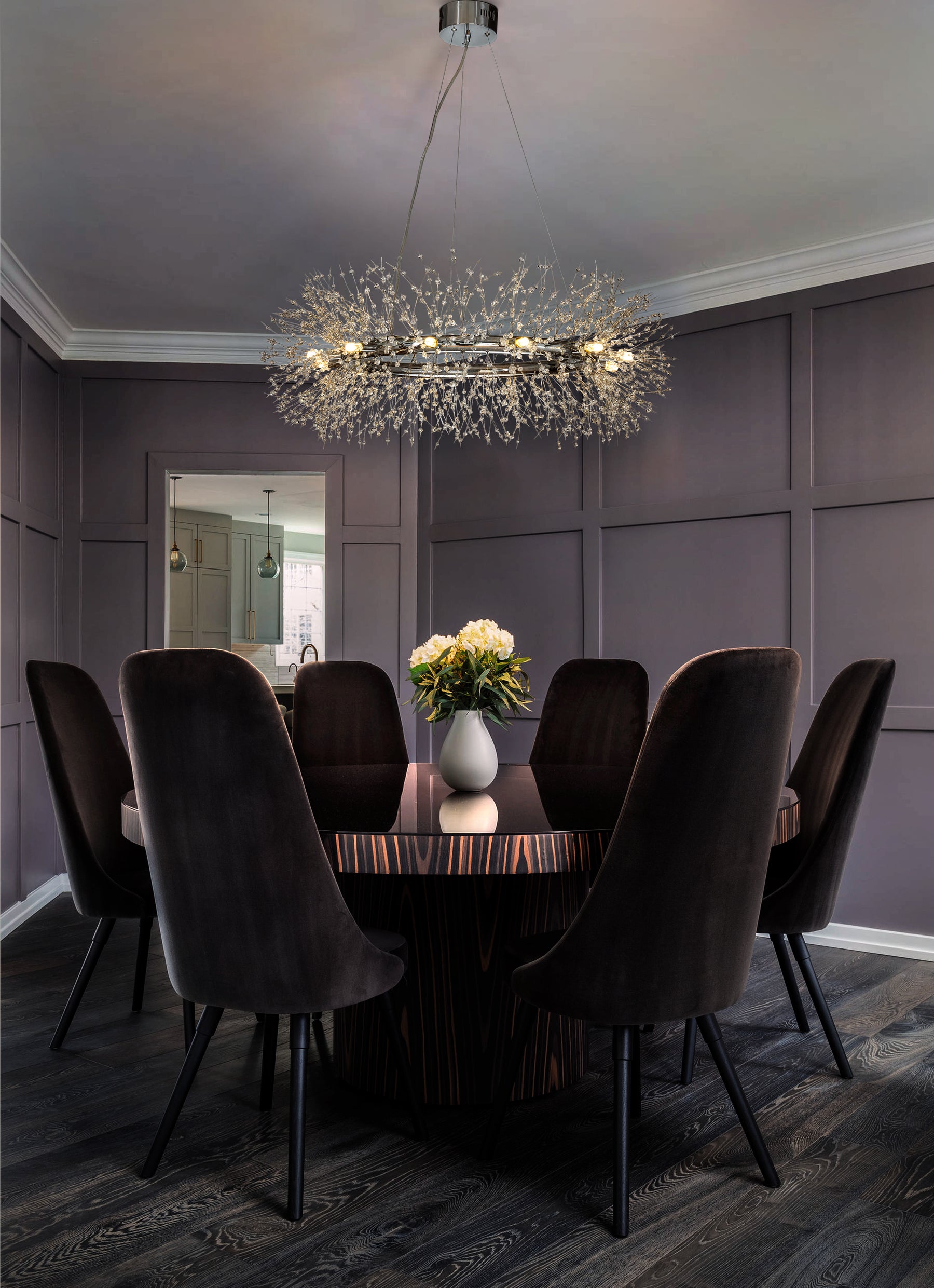 OpenBox Interior Décor Stainless Steel  Crystal Firework Chandelier  12-lights Round Pendant Ceiling Lighting in Chrome