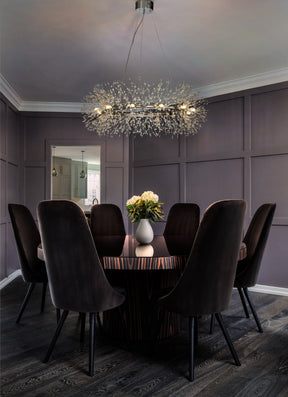 OpenBox Interior Décor Stainless Steel  Crystal Firework Chandelier  12-lights Round Pendant Ceiling Lighting in Chrome