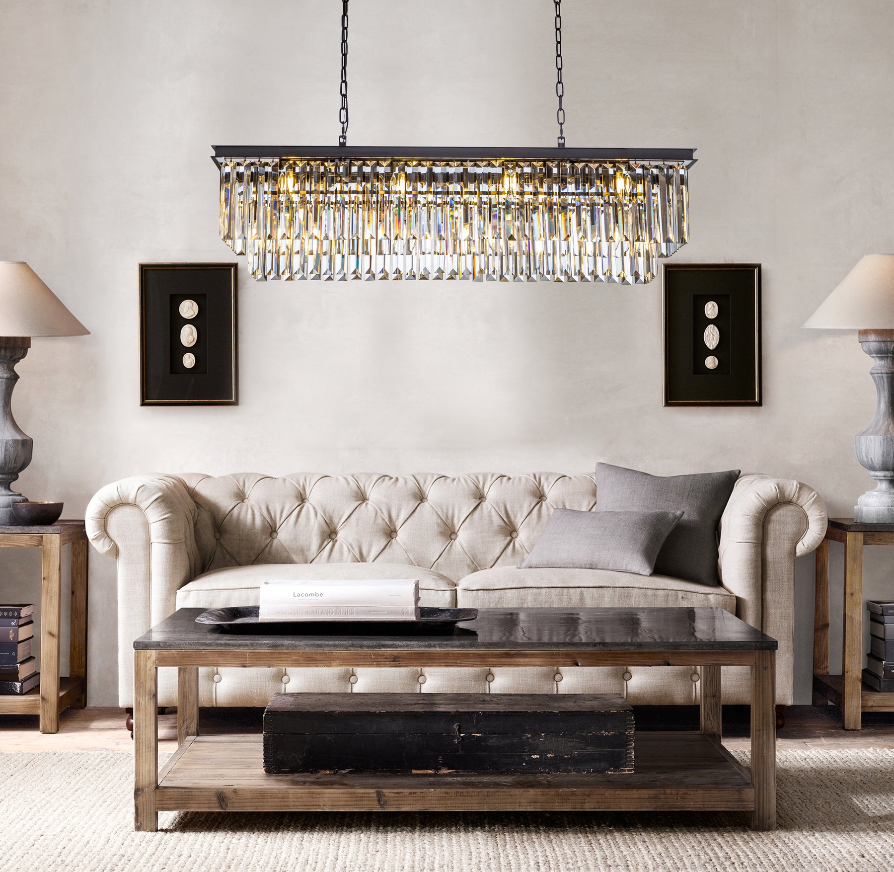 OpenBox 12-Light Modern Fringe Crystal Chandelier for Dining Room with Crystal Accents