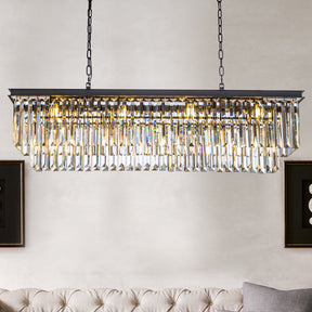OpenBox 12-Light Modern Fringe Crystal Chandelier for Dining Room with Crystal Accents