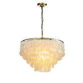 Coastal Capiz Shell Chandelier with Antique Gold Finish
