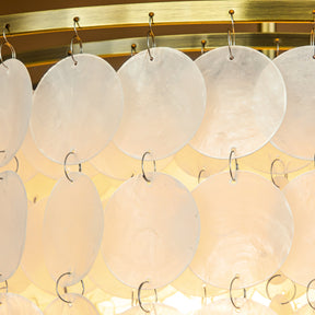 Coastal Capiz Shell Chandelier with Antique Gold Finish