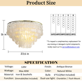 Coastal Capiz Shell Flush Mount Ceiling Light